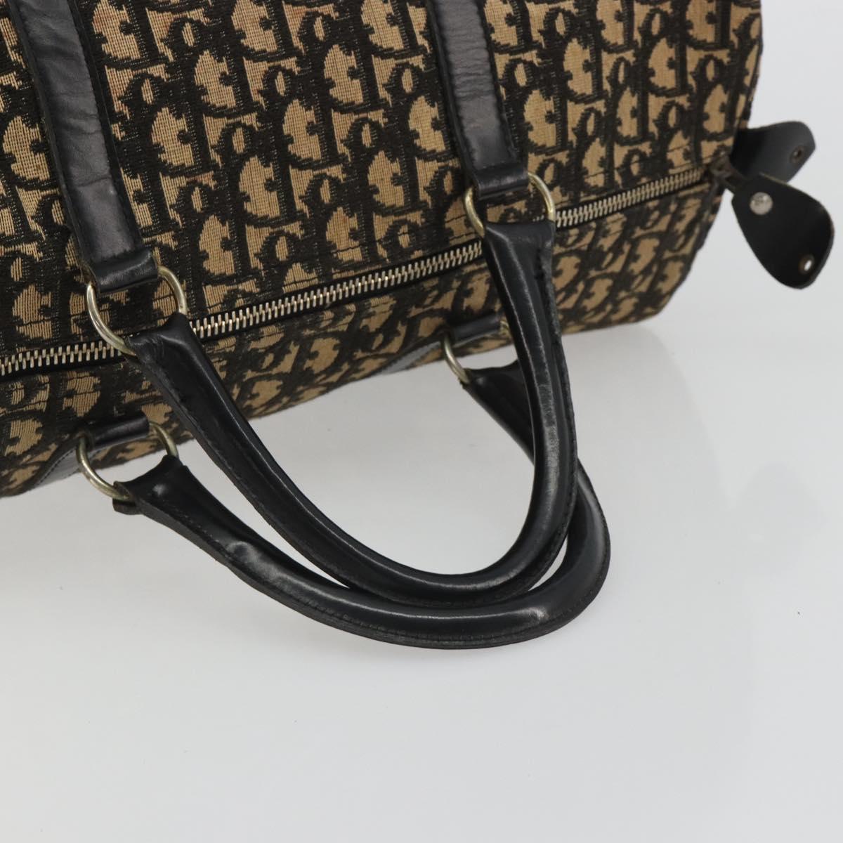Christian Dior Trotter Canvas Boston Bag Navy Silver Auth gh2199