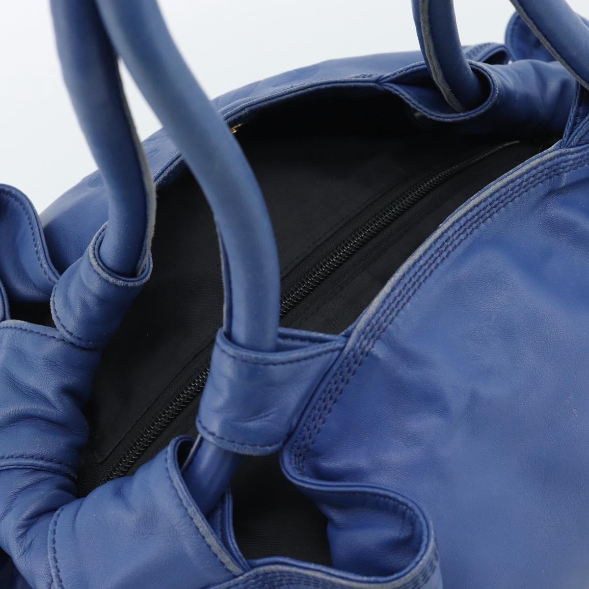LOEWE Nappa Aire Anagram Hand Bag Leather Blue Gold Auth gh2201A