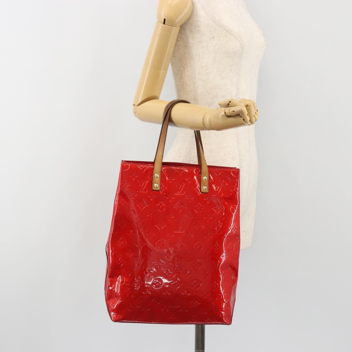 LOUIS VUITTON Monogram Vernis Reade MM Hand Bag Red Rouge M91086 LV Auth gh2202