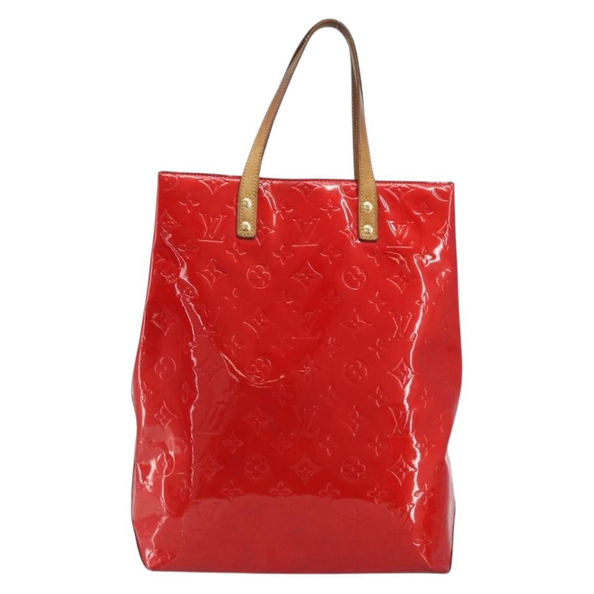 LOUIS VUITTON Monogram Vernis Reade MM Hand Bag Red Rouge M91086 LV Auth gh2202