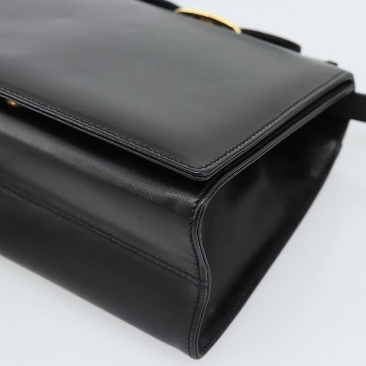 Salvatore Ferragamo Vala Shoulder Bag Leather Black Gold Auth gh2205A