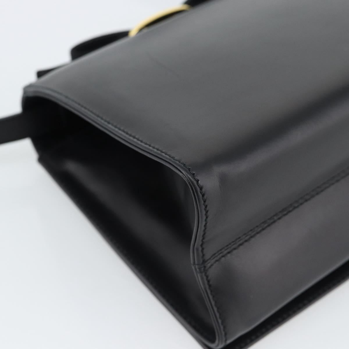 Salvatore Ferragamo Vala Shoulder Bag Leather Black Gold Auth gh2205A