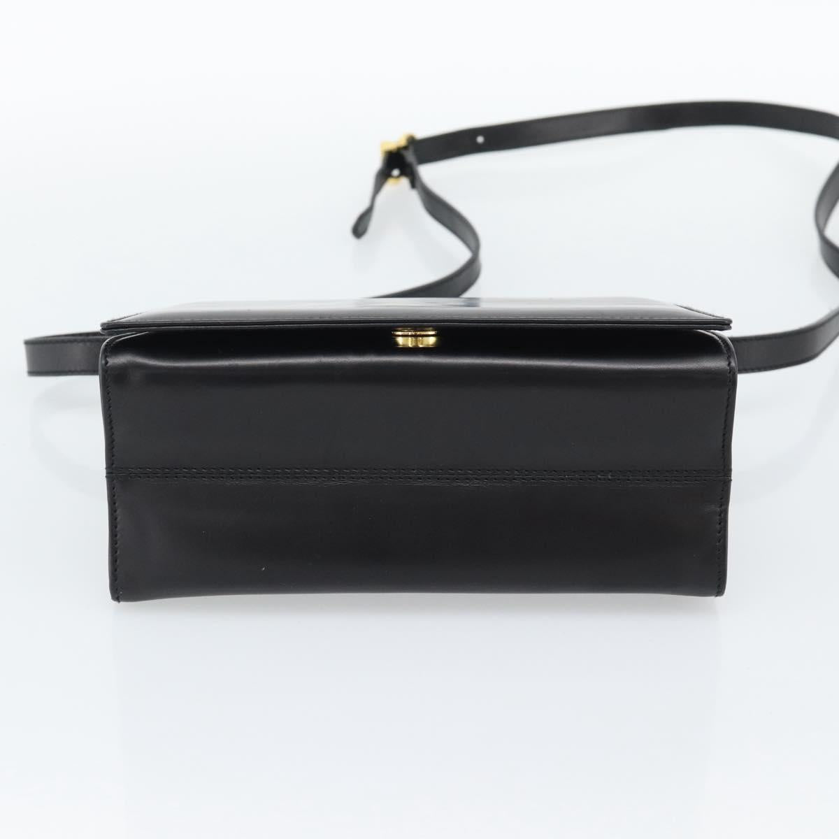 Salvatore Ferragamo Vala Shoulder Bag Leather Black Gold Auth gh2205A