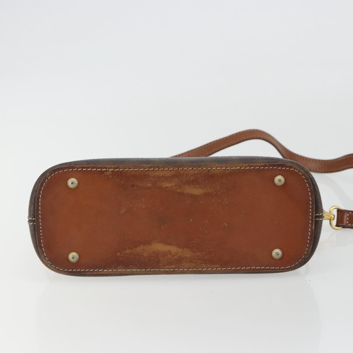 CELINE Macadam Canvas Hand Bag PVC Leather 2way Brown Gold Auth gh2206