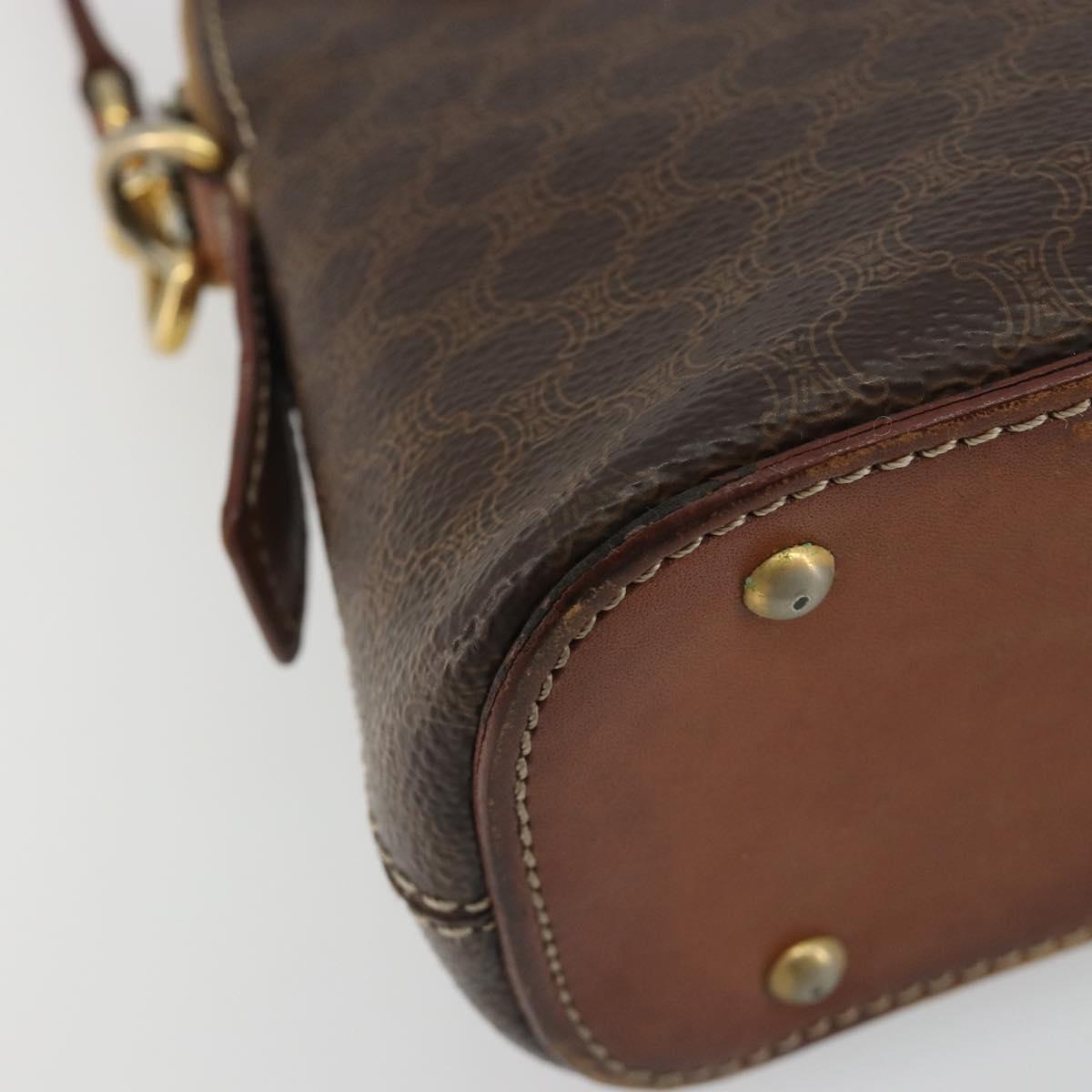 CELINE Macadam Canvas Hand Bag PVC Leather 2way Brown Gold Auth gh2206