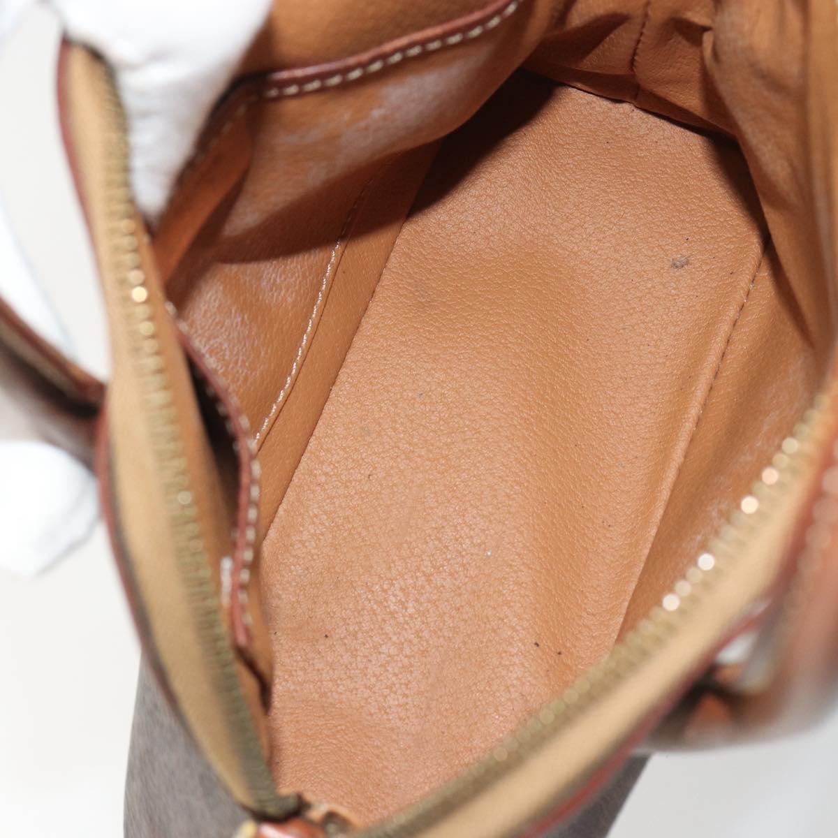 CELINE Macadam Canvas Hand Bag PVC Leather 2way Brown Gold Auth gh2206