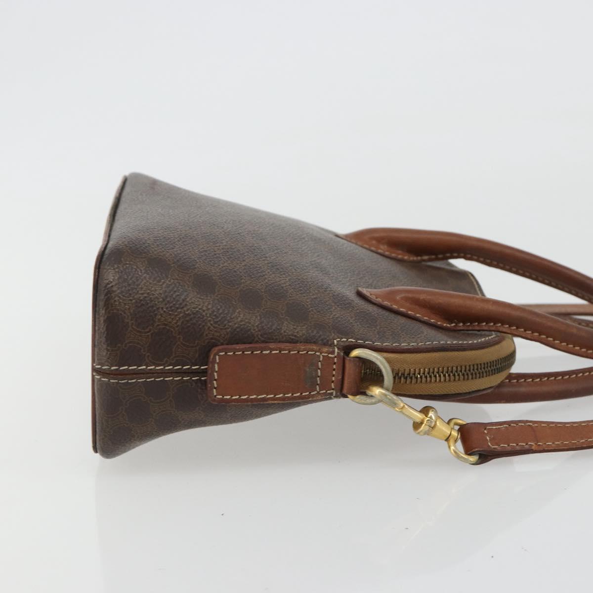 CELINE Macadam Canvas Hand Bag PVC Leather 2way Brown Gold Auth gh2206
