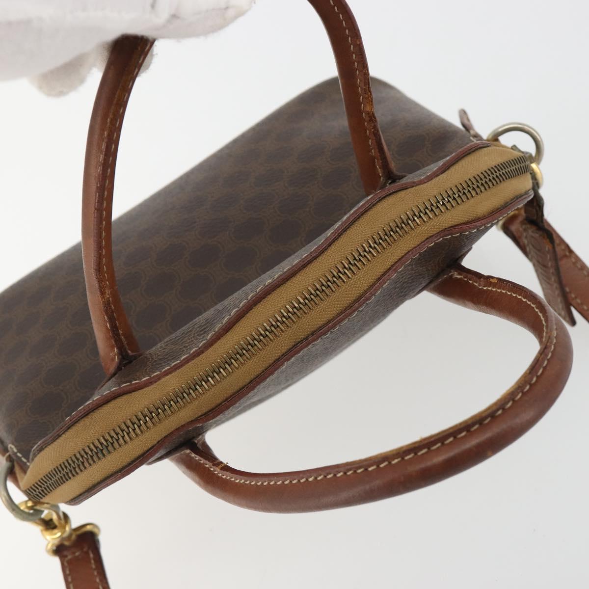 CELINE Macadam Canvas Hand Bag PVC Leather 2way Brown Gold Auth gh2206