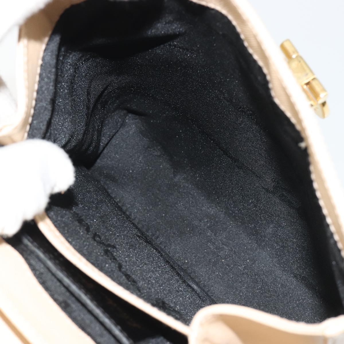 Salvatore Ferragamo Gancini Hand Bag Leather 2way Beige Gold Auth gh2211