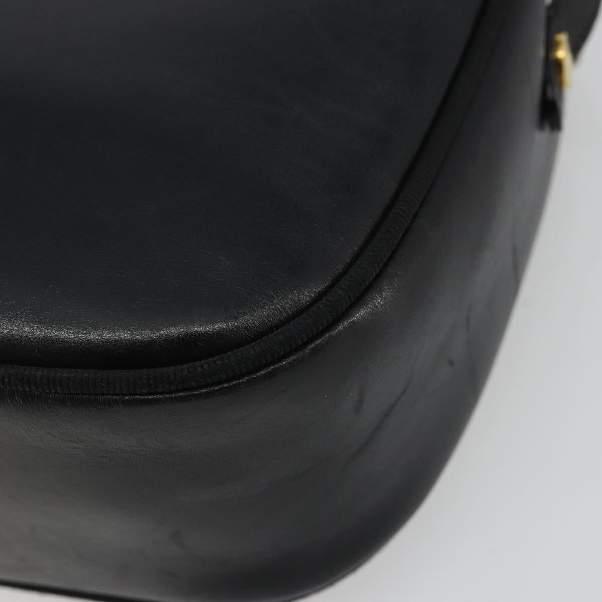 Salvatore Ferragamo Vala Shoulder Bag Leather Black Gold Auth gh2213
