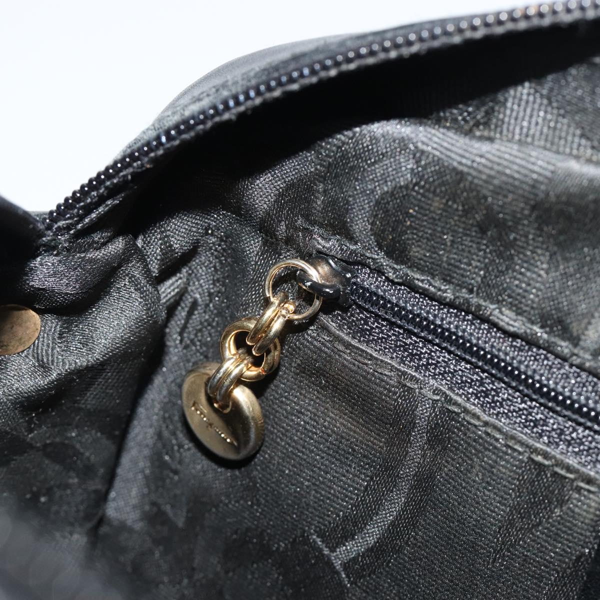 Salvatore Ferragamo Vala Shoulder Bag Leather Black Gold Auth gh2213