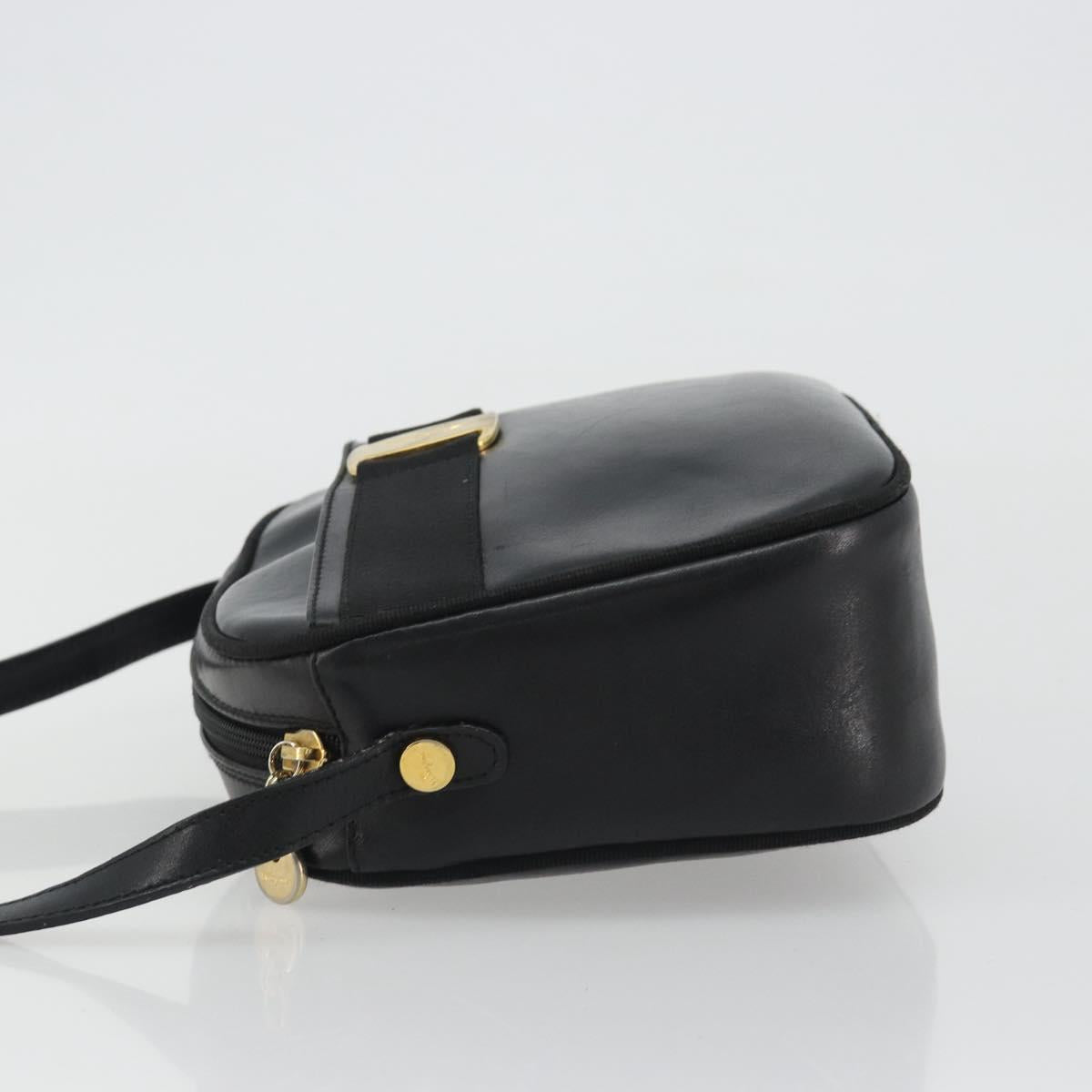 Salvatore Ferragamo Vala Shoulder Bag Leather Black Gold Auth gh2213