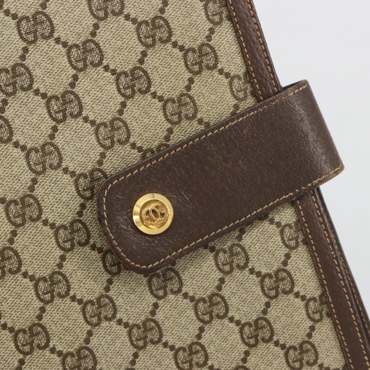 GUCCI GG Supreme Book Cover Day PVC Beige Gold Auth gh2217