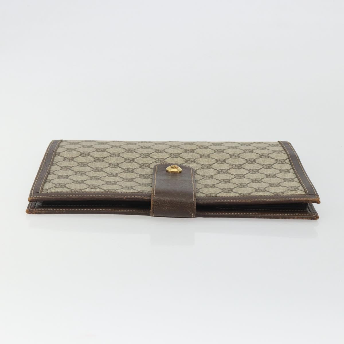 GUCCI GG Supreme Book Cover Day PVC Beige Gold Auth gh2217