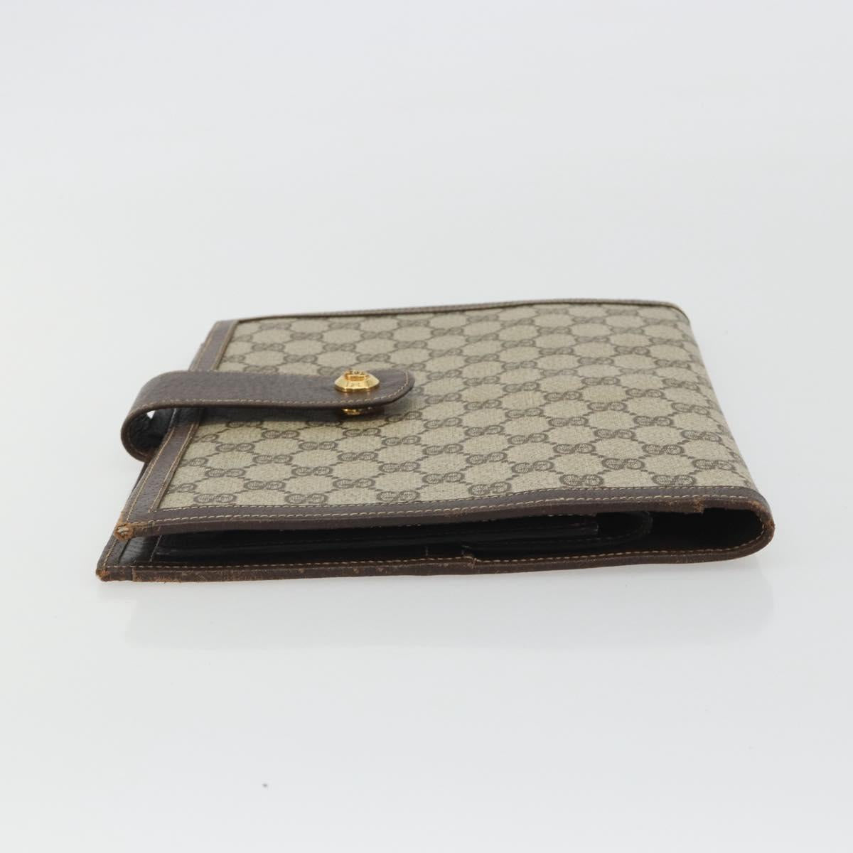 GUCCI GG Supreme Book Cover Day PVC Beige Gold Auth gh2217