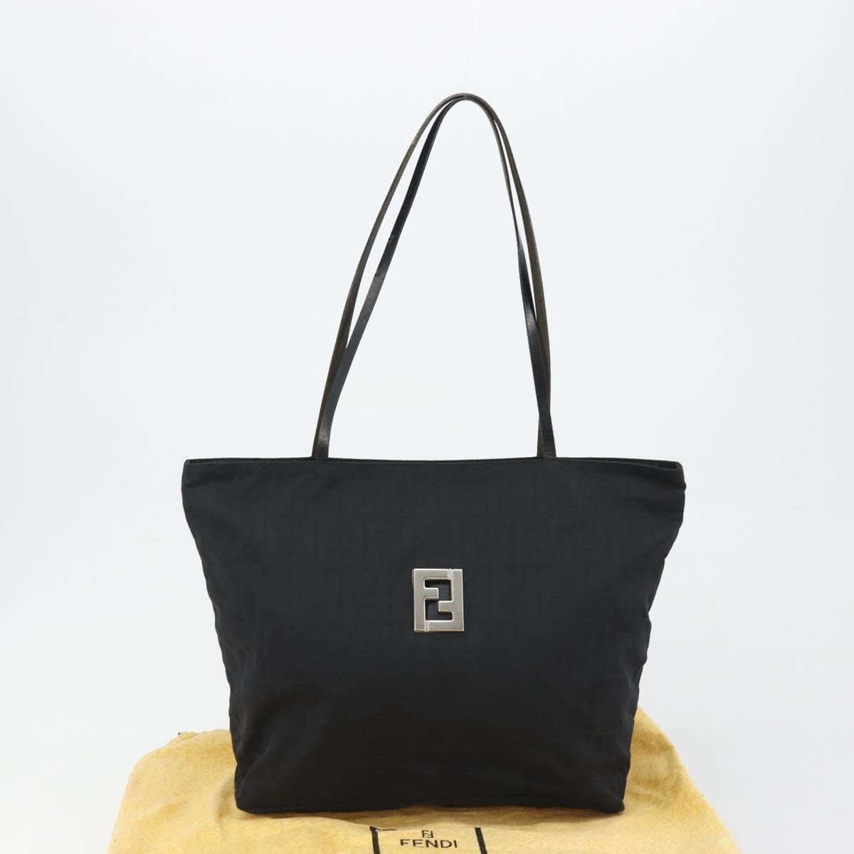 FENDI Zucca Canvas Mamma Baguette Tote Bag Brown Black Auth gh2218A