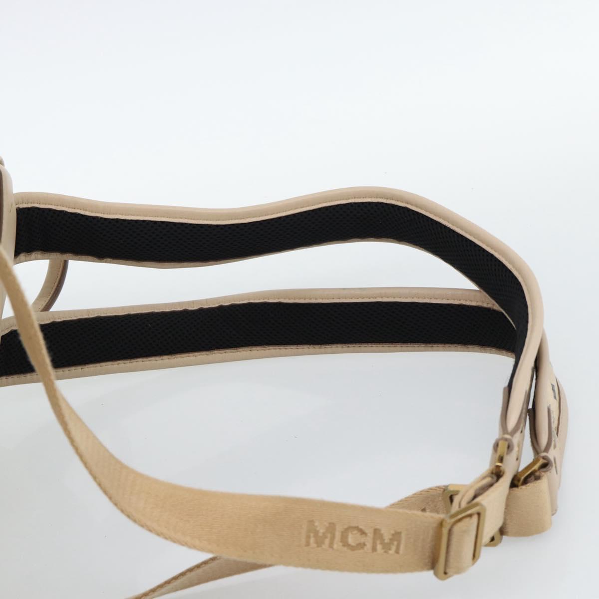MCM Vicetos Logogram Backpack PVC Beige Gold Auth gh2219
