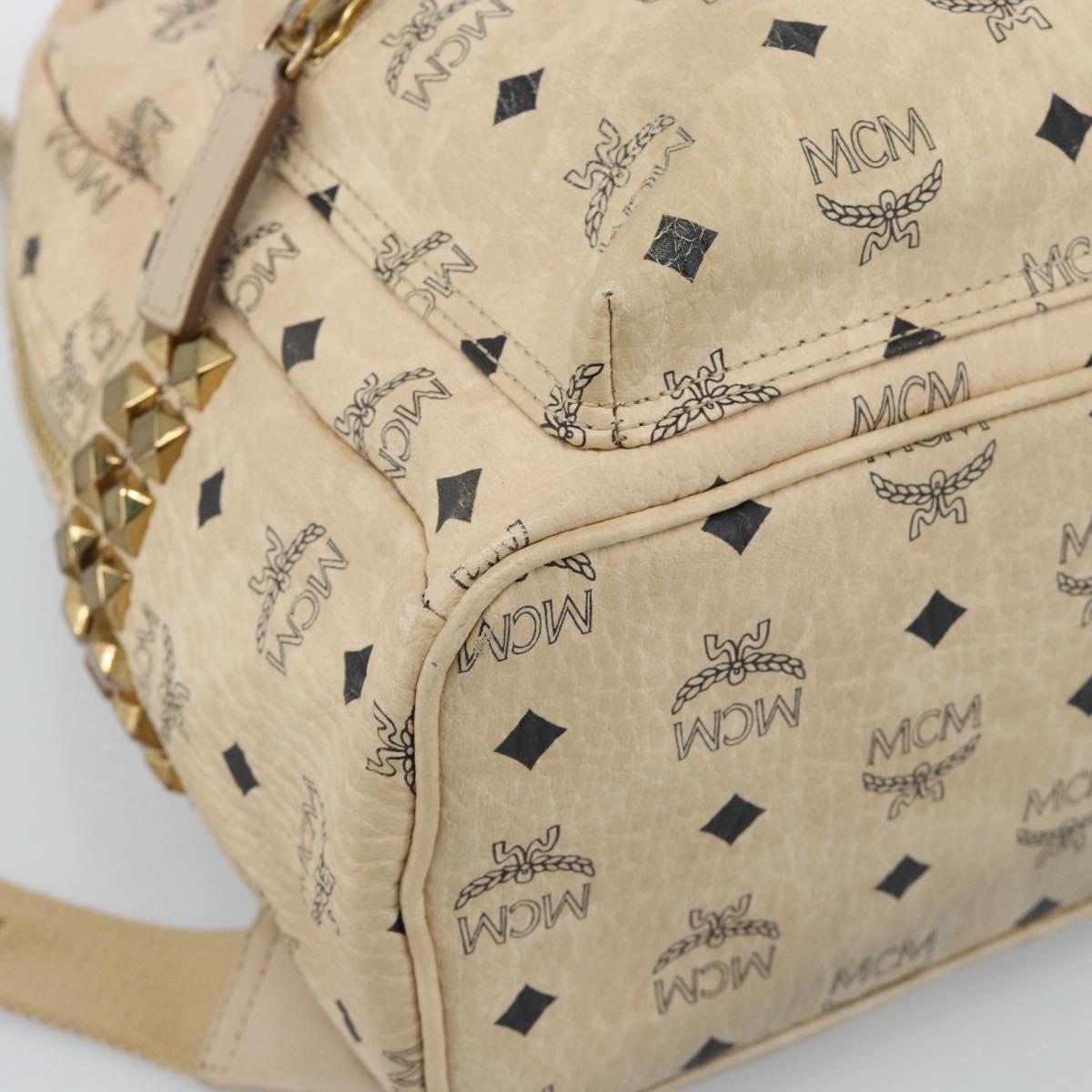 MCM Vicetos Logogram Backpack PVC Beige Gold Auth gh2219