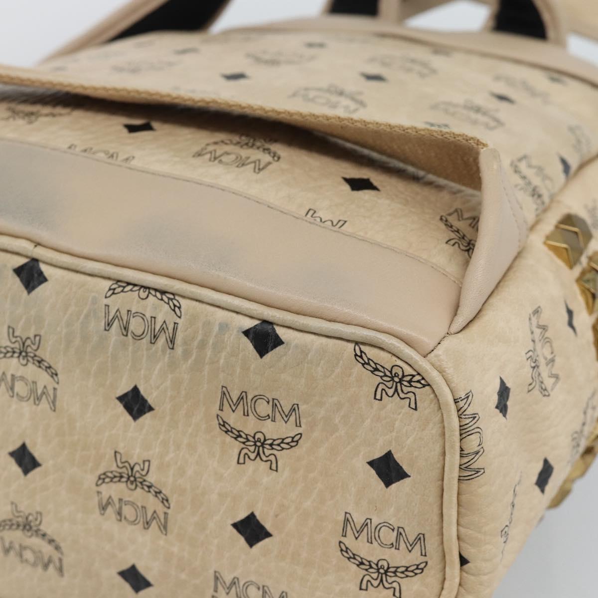 MCM Vicetos Logogram Backpack PVC Beige Gold Auth gh2219