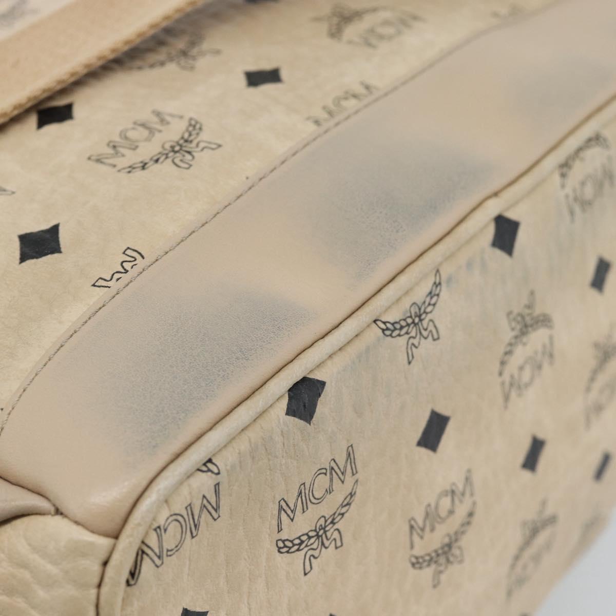 MCM Vicetos Logogram Backpack PVC Beige Gold Auth gh2219