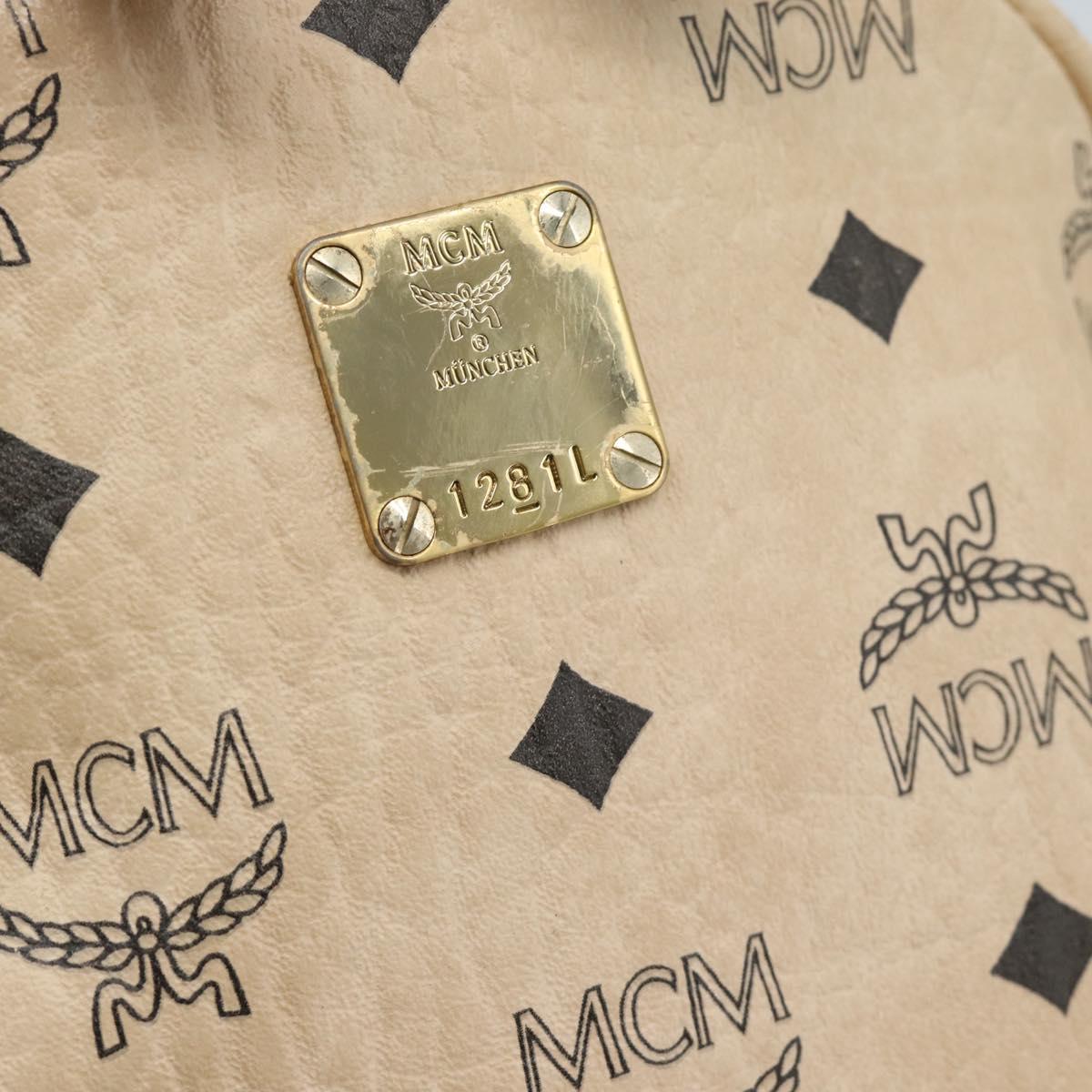 MCM Vicetos Logogram Backpack PVC Beige Gold Auth gh2219