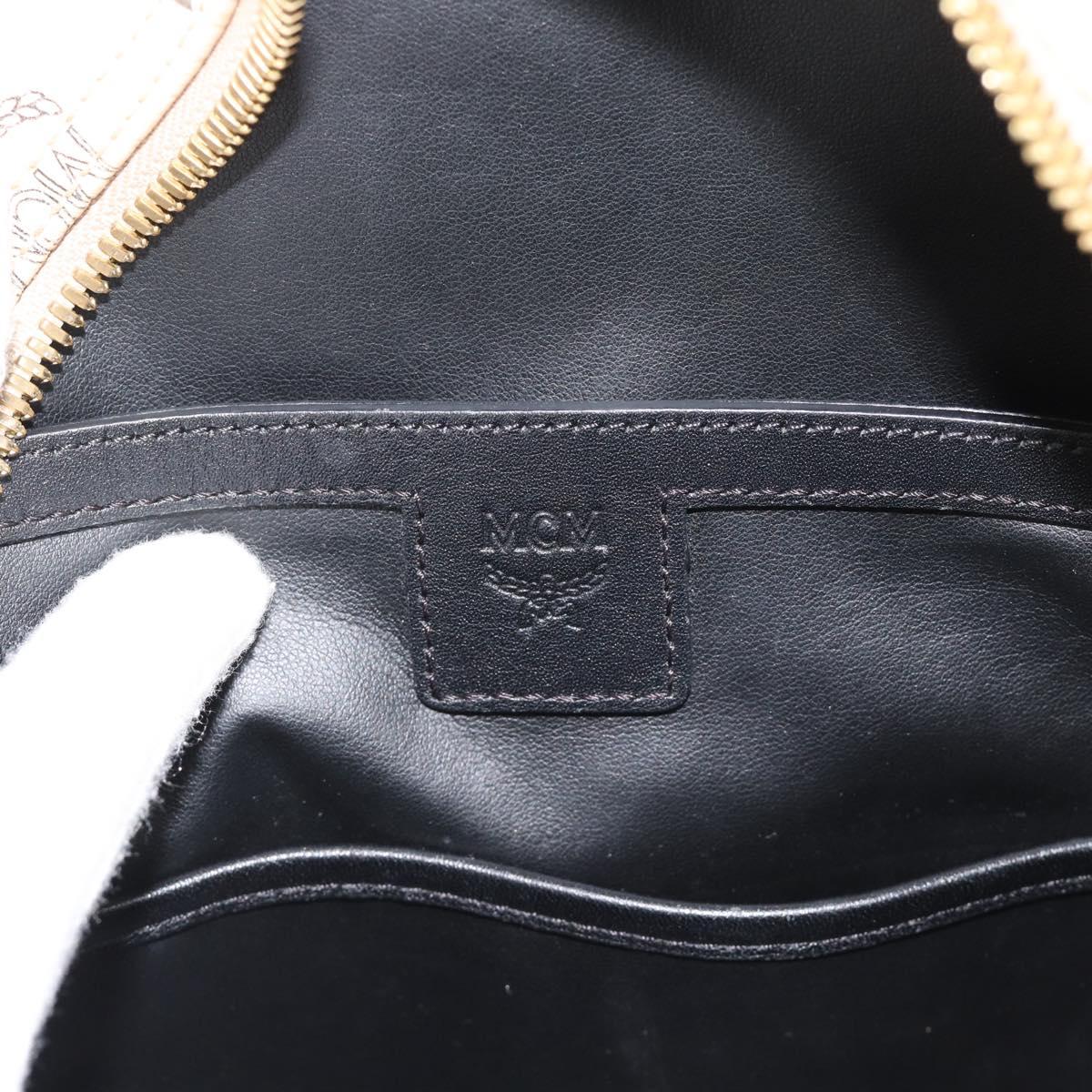 MCM Vicetos Logogram Backpack PVC Beige Gold Auth gh2219