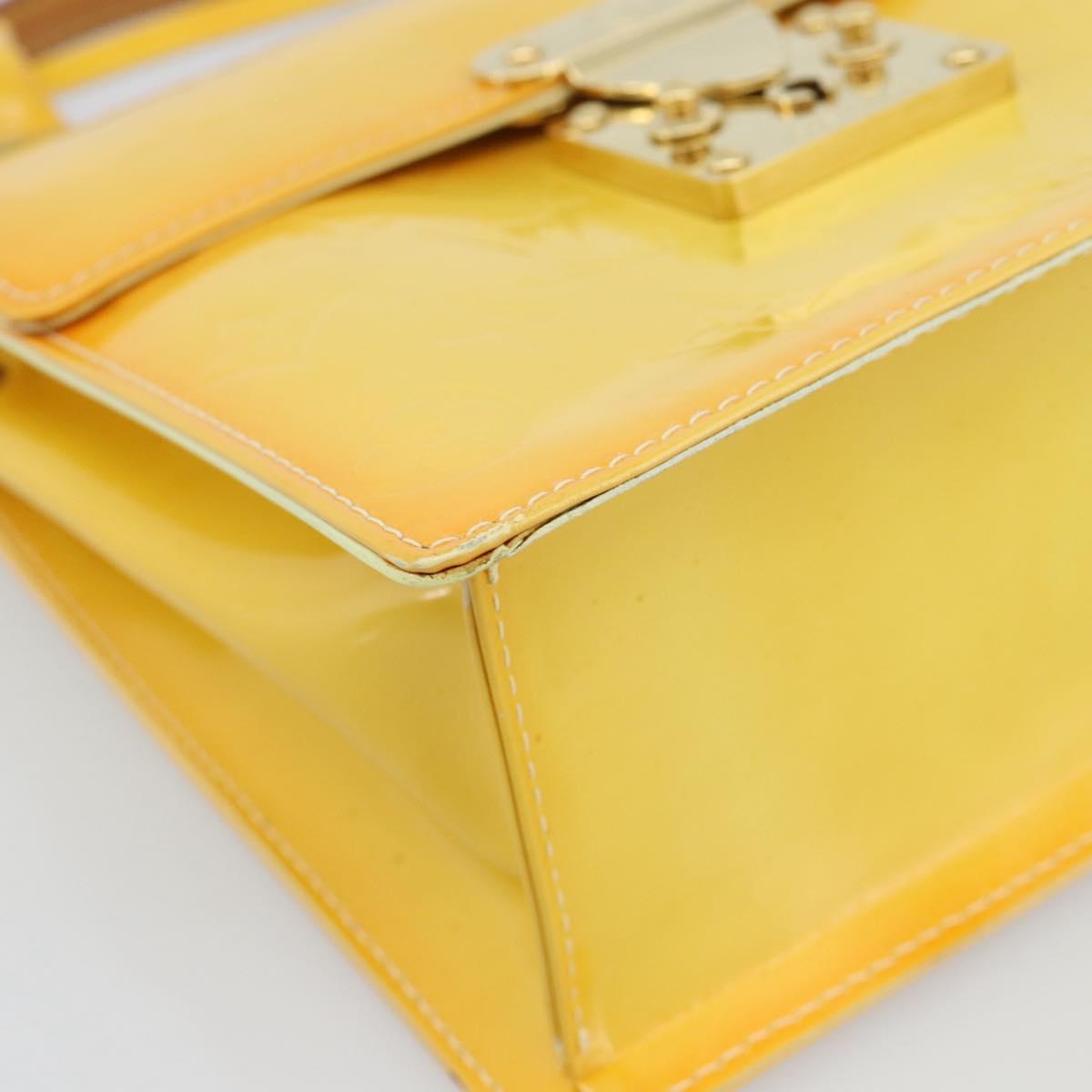 LOUIS VUITTON Monogram Vernis Spring Street Bag Lime Yellow M91068 Auth gh2220A