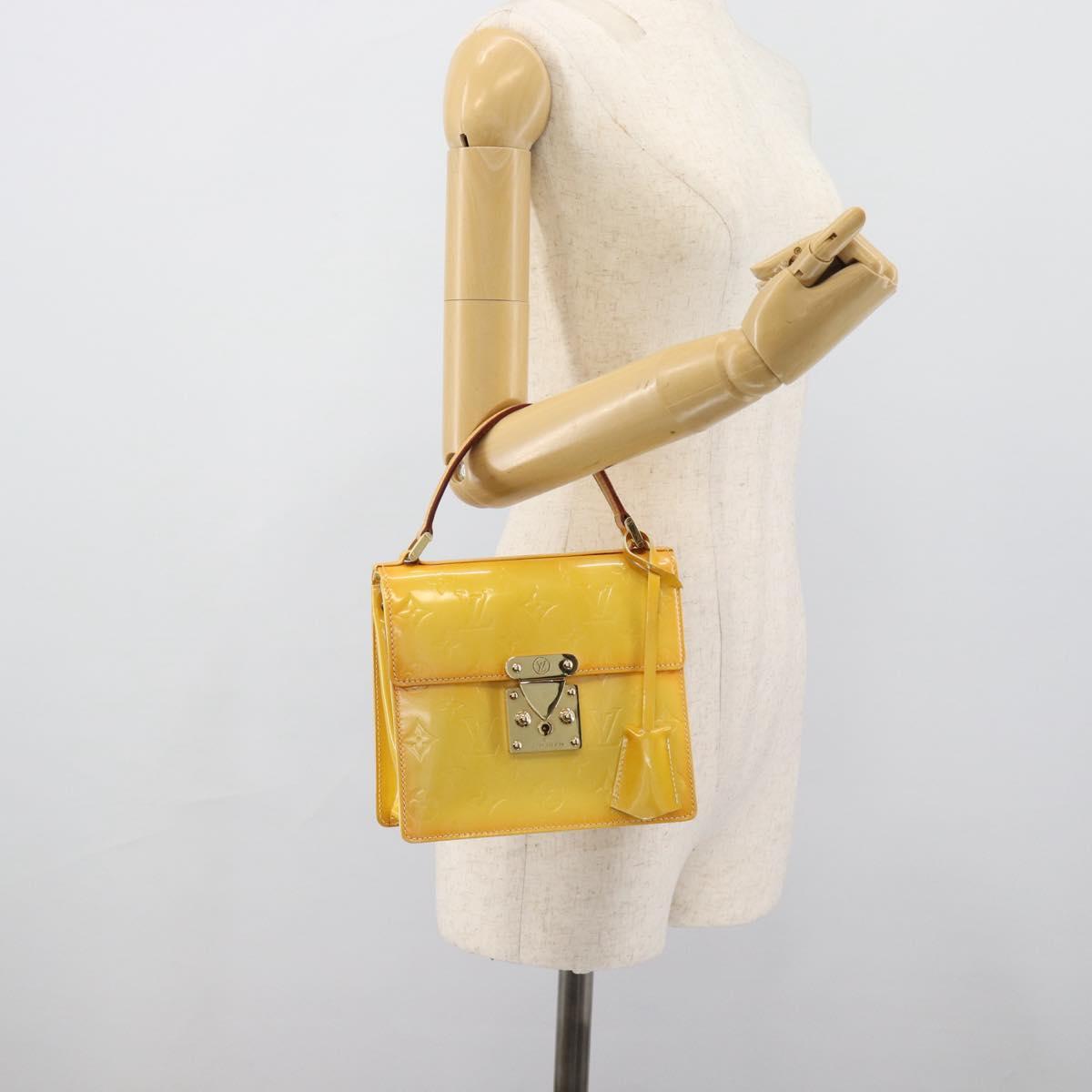 LOUIS VUITTON Monogram Vernis Spring Street Bag Lime Yellow M91068 Auth gh2220A