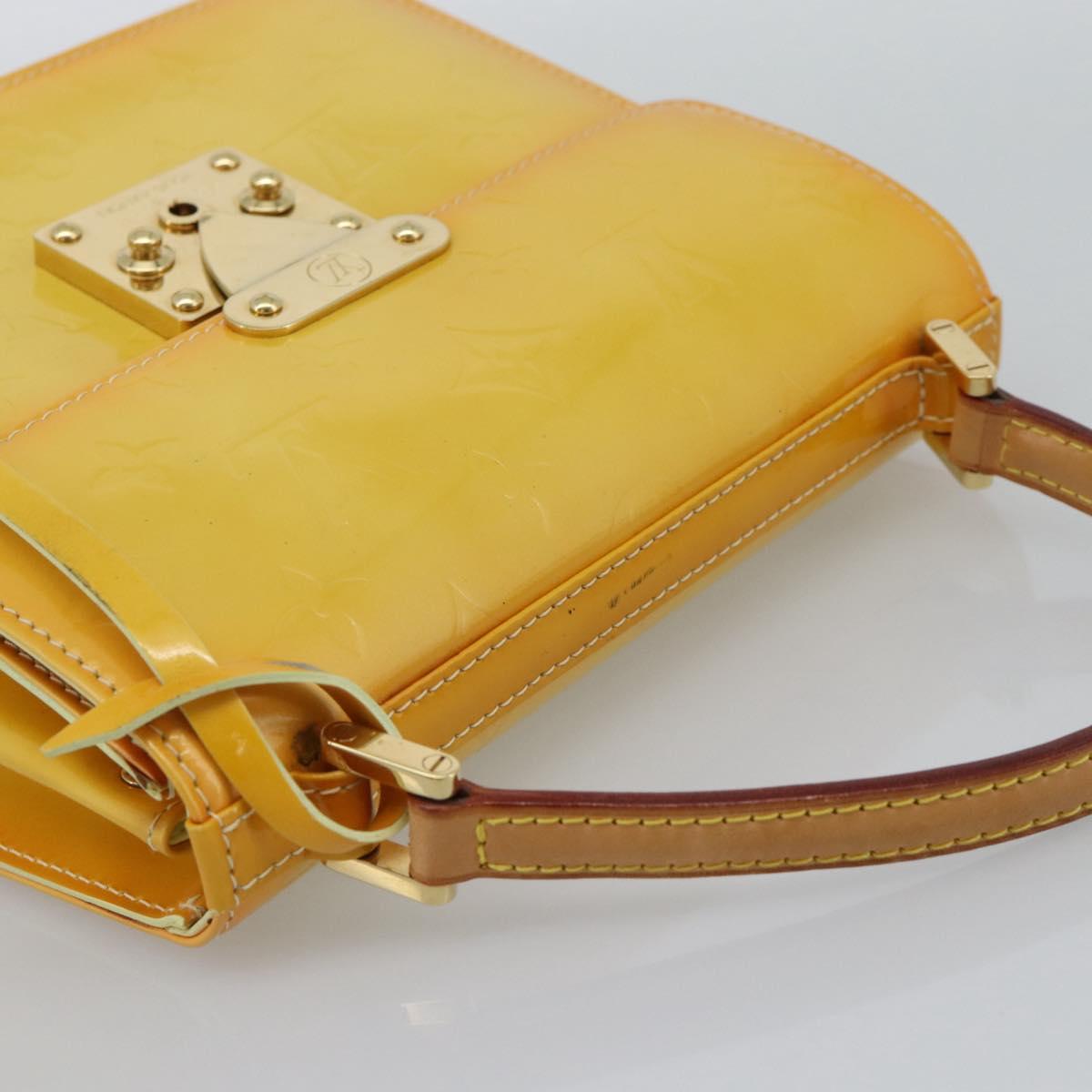 LOUIS VUITTON Monogram Vernis Spring Street Bag Lime Yellow M91068 Auth gh2220A
