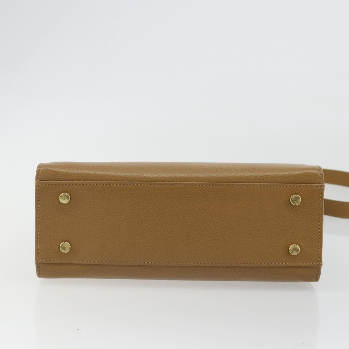 Coach Hand Bag Leather 2way Brown Gold Auth gh2221