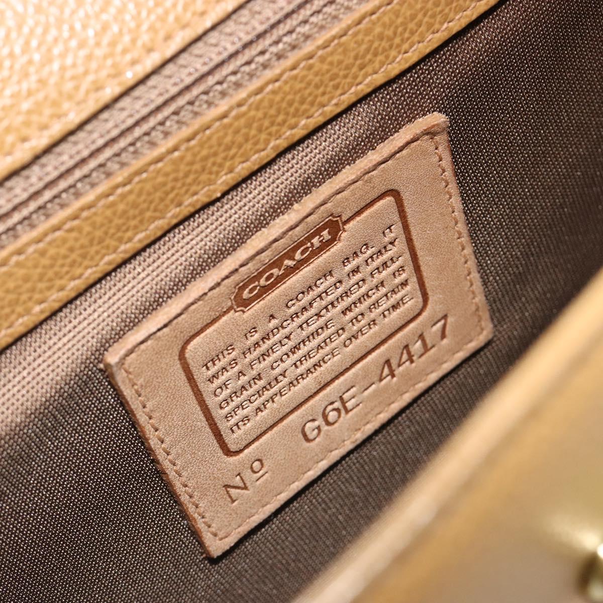 Coach Hand Bag Leather 2way Brown Gold Auth gh2221