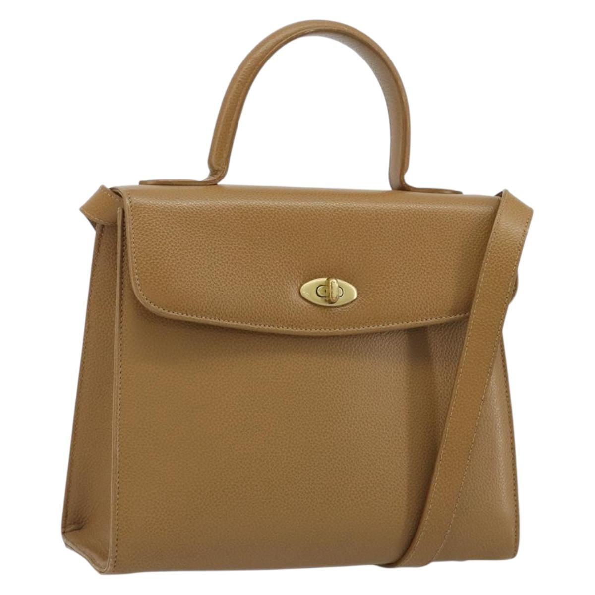 Coach Hand Bag Leather 2way Brown Gold Auth gh2221