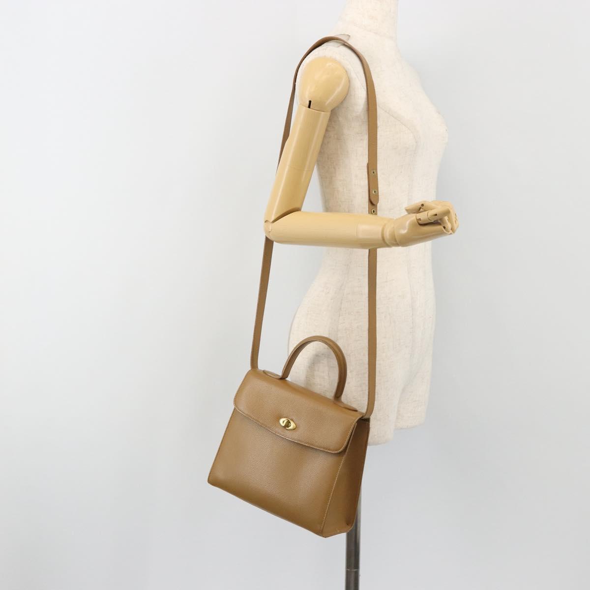 Coach Hand Bag Leather 2way Brown Gold Auth gh2221
