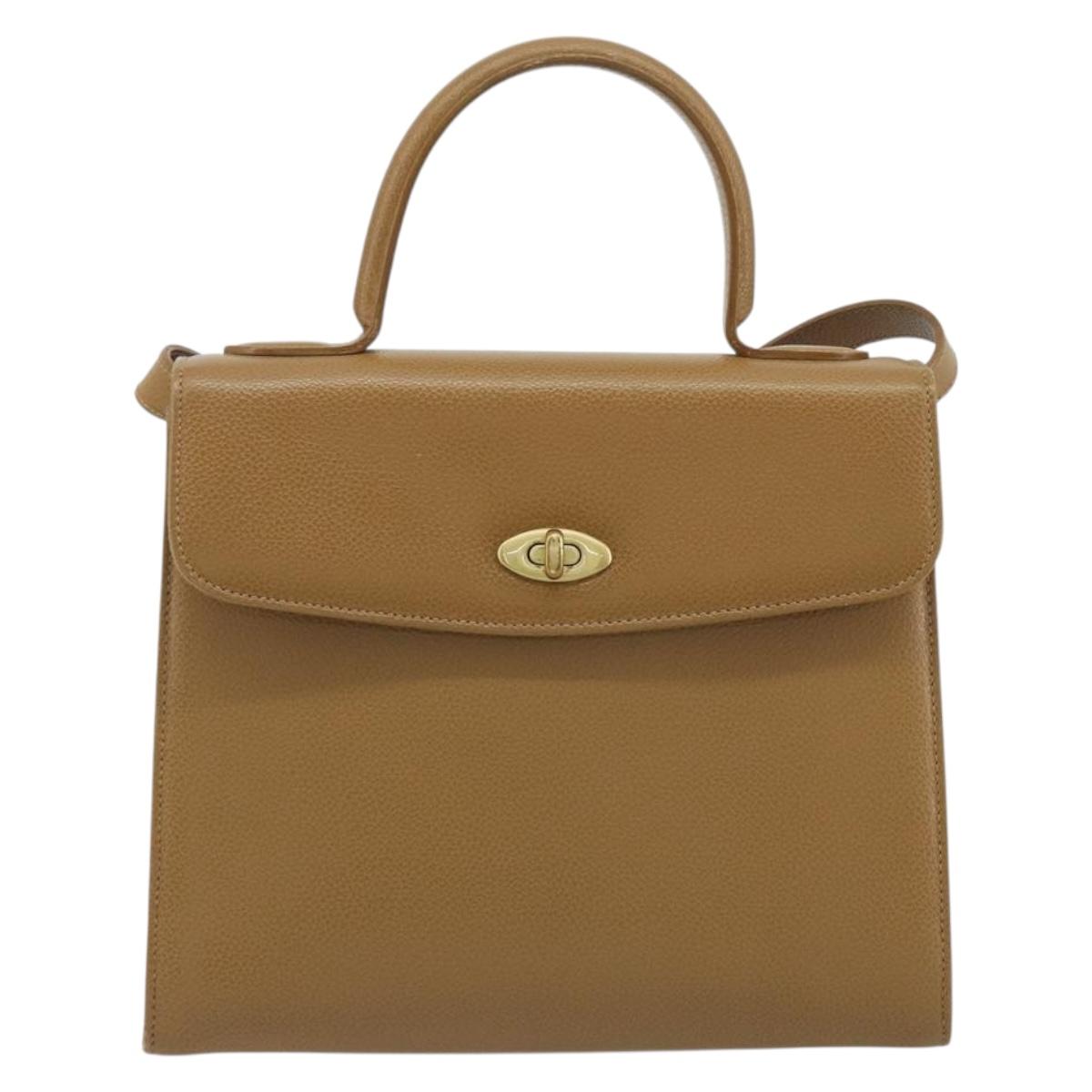 Coach Hand Bag Leather 2way Brown Gold Auth gh2221