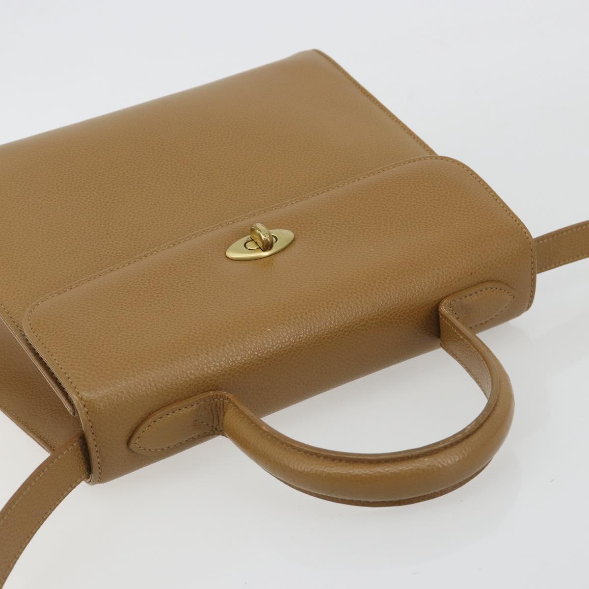 Coach Hand Bag Leather 2way Brown Gold Auth gh2221