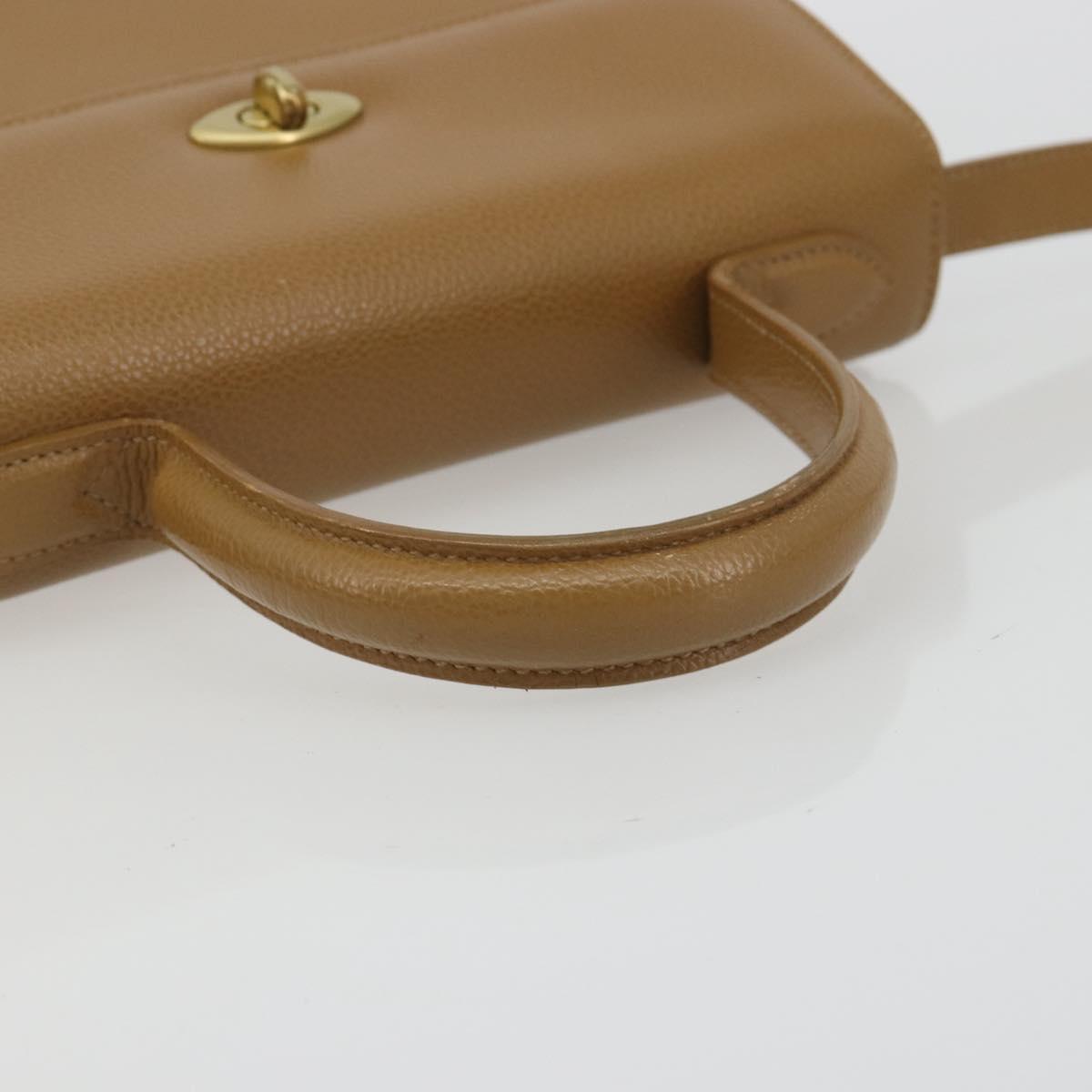 Coach Hand Bag Leather 2way Brown Gold Auth gh2221