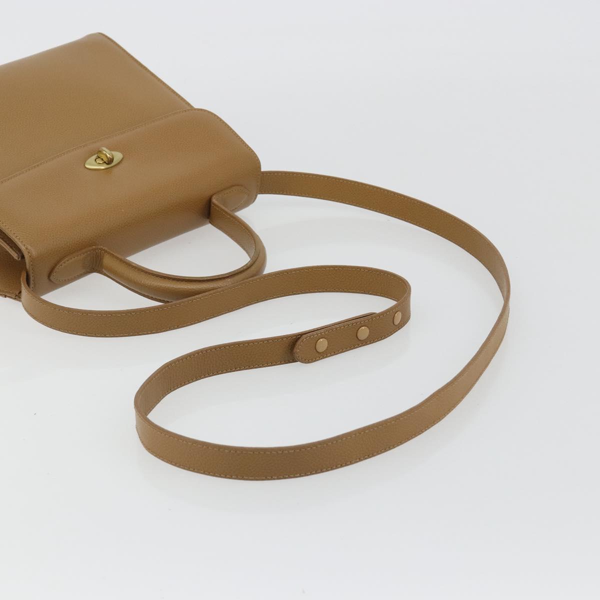 Coach Hand Bag Leather 2way Brown Gold Auth gh2221