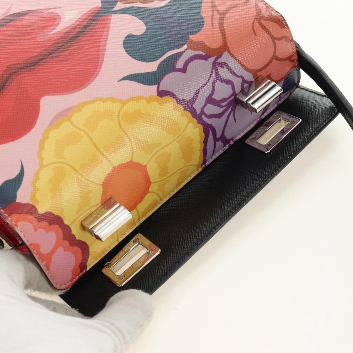 PRADA Shoulder Bag Safiano leather Multicolor Silver Auth gh2222SM