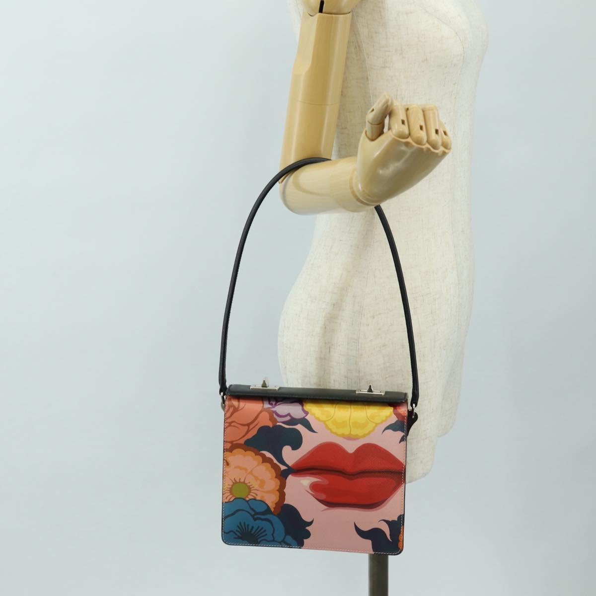 PRADA Shoulder Bag Safiano leather Multicolor Silver Auth gh2222SM