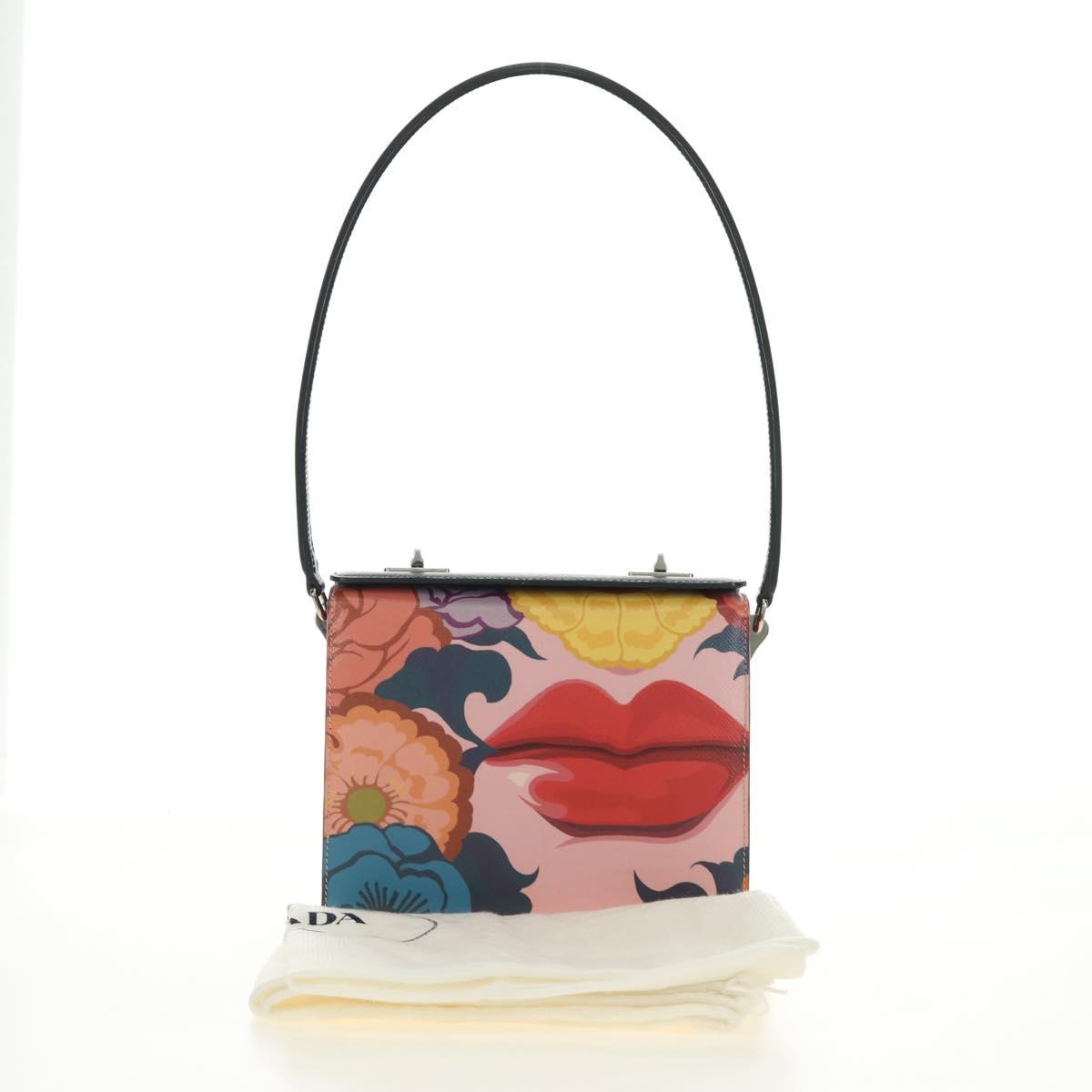 PRADA Shoulder Bag Safiano leather Multicolor Silver Auth gh2222SM