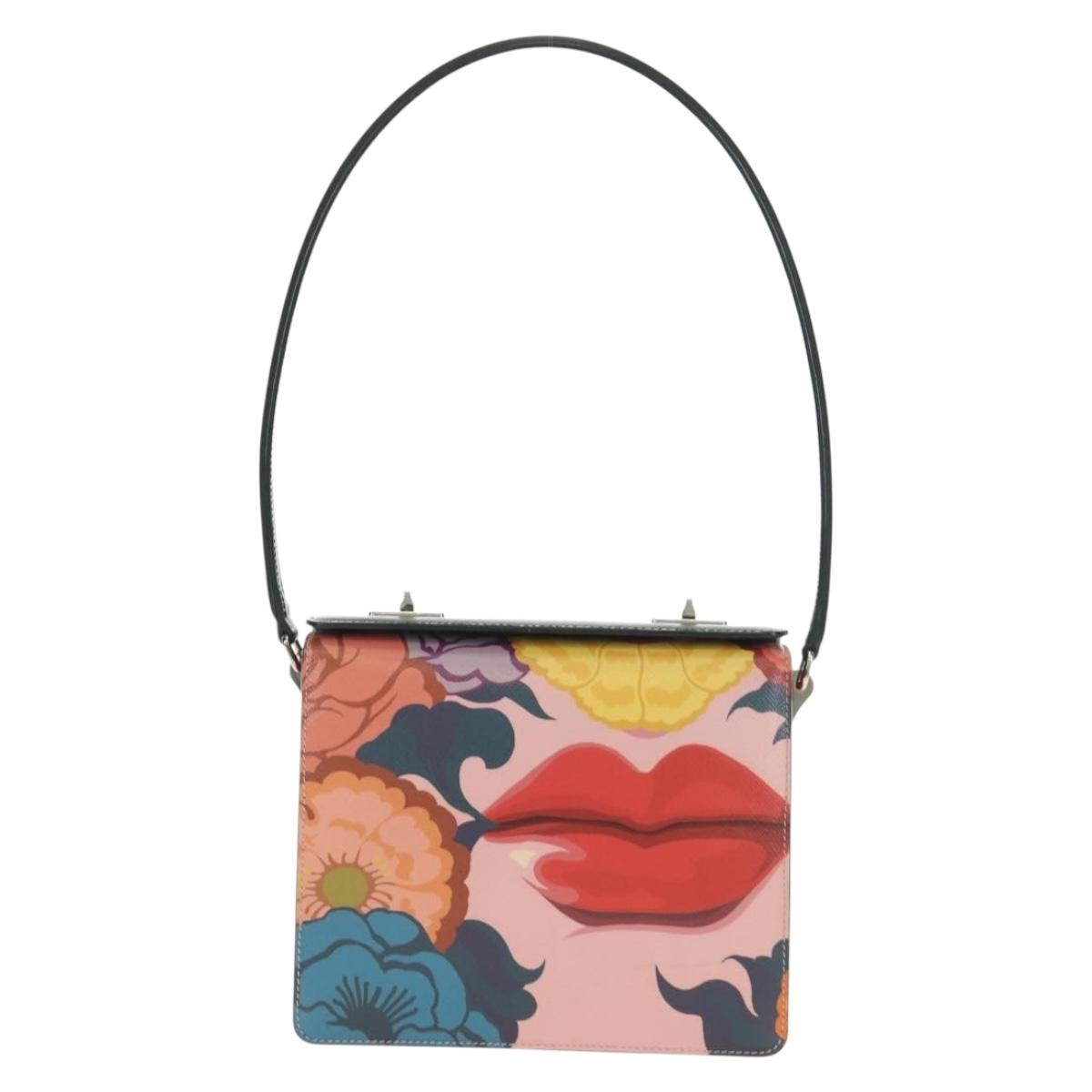 PRADA Shoulder Bag Safiano leather Multicolor Silver Auth gh2222SM