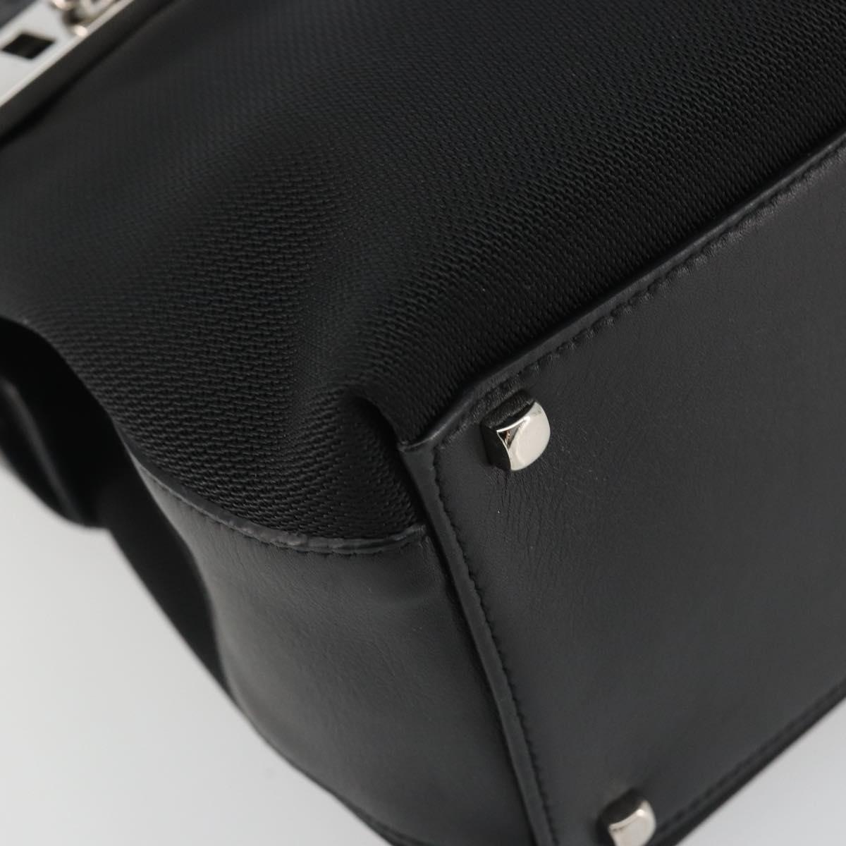 Salvatore Ferragamo Hand Bag Canvas Black Silver Auth gh2223
