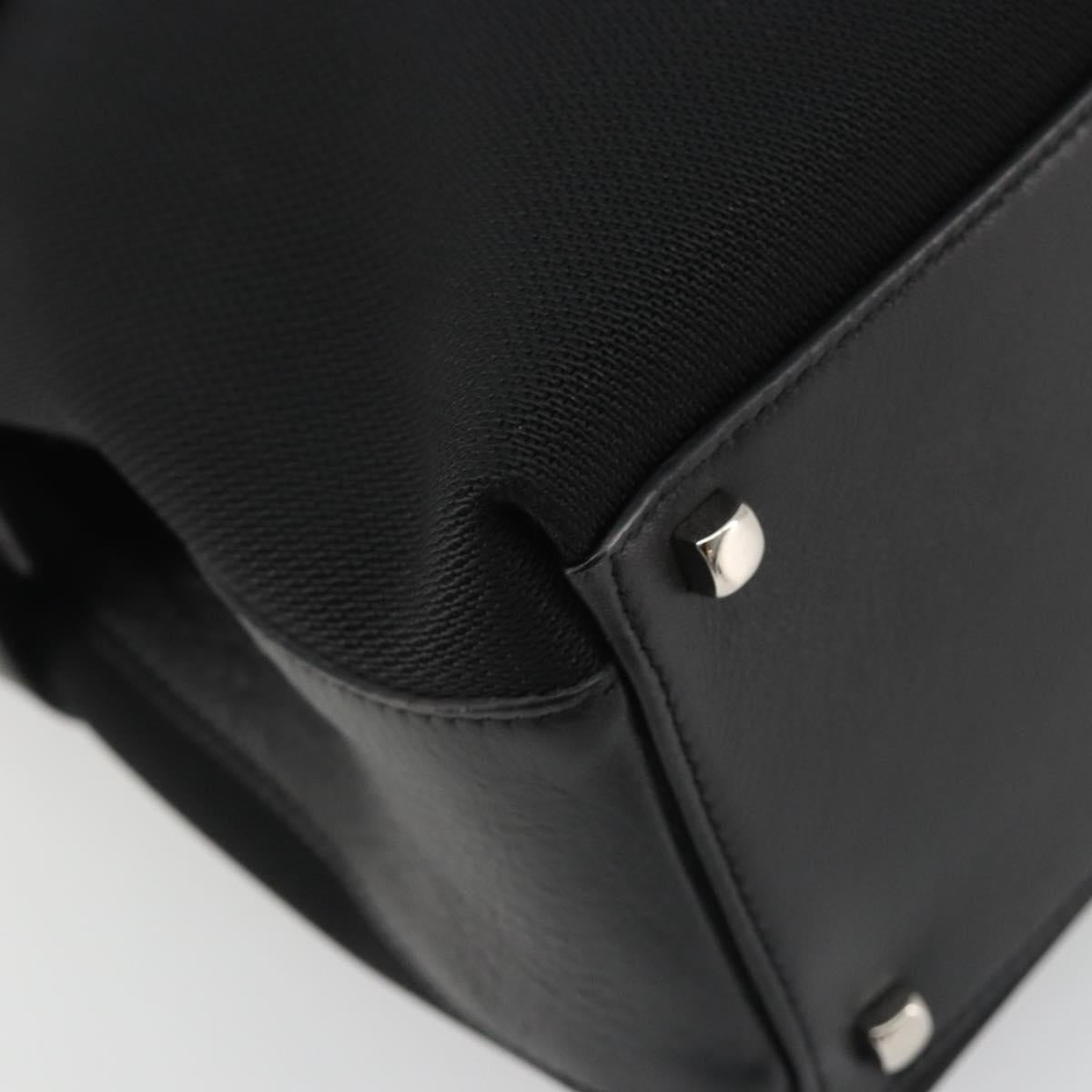 Salvatore Ferragamo Hand Bag Canvas Black Silver Auth gh2223