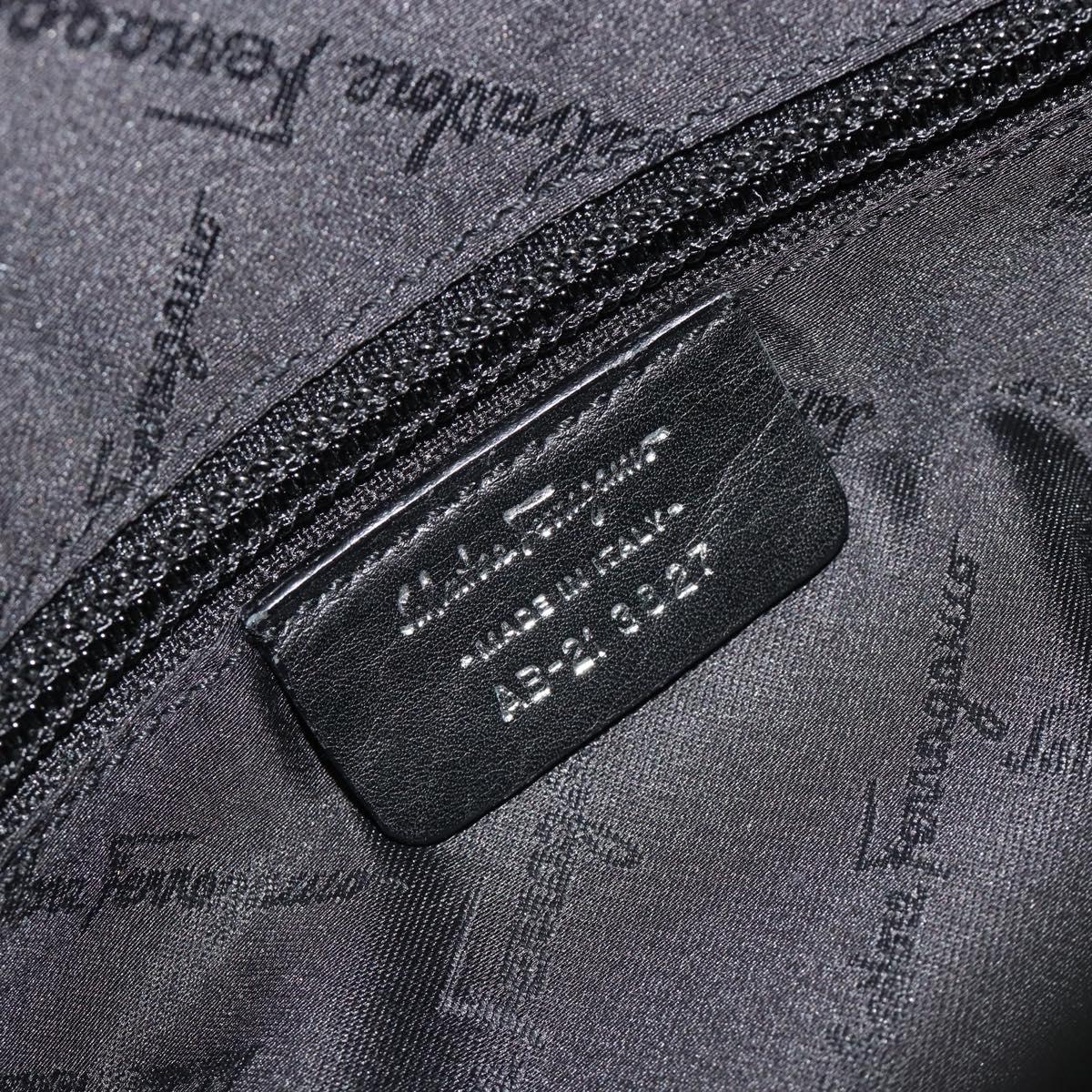 Salvatore Ferragamo Hand Bag Canvas Black Silver Auth gh2223