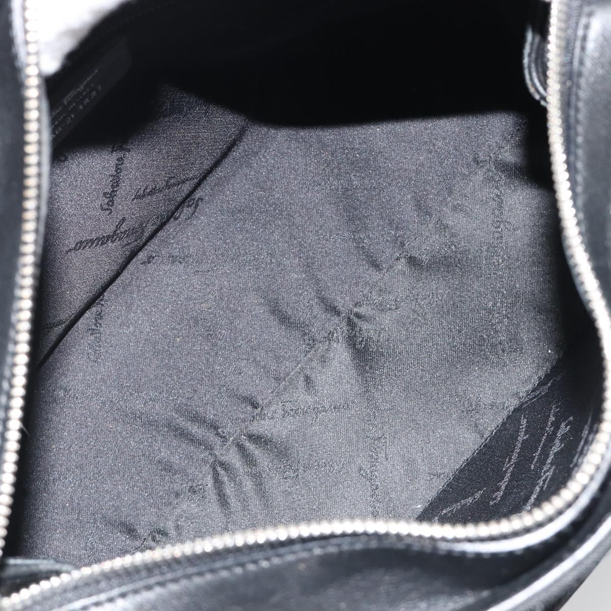Salvatore Ferragamo Hand Bag Canvas Black Silver Auth gh2223