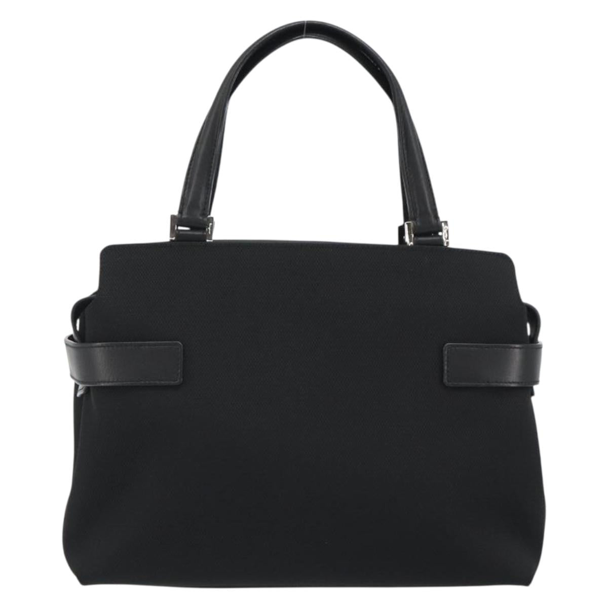 Salvatore Ferragamo Hand Bag Canvas Black Silver Auth gh2223