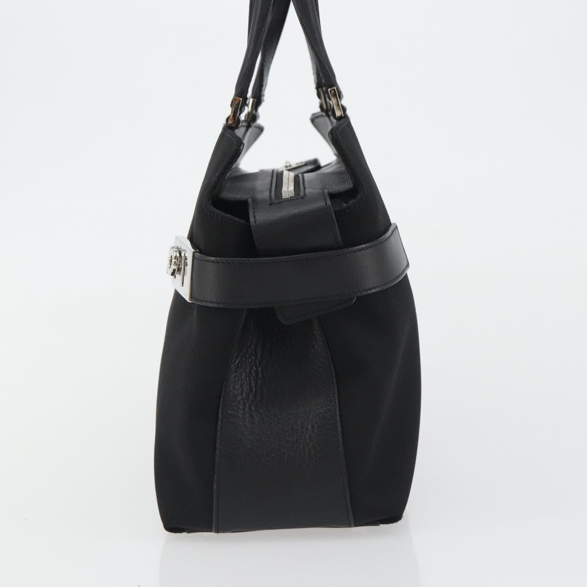 Salvatore Ferragamo Hand Bag Canvas Black Silver Auth gh2223