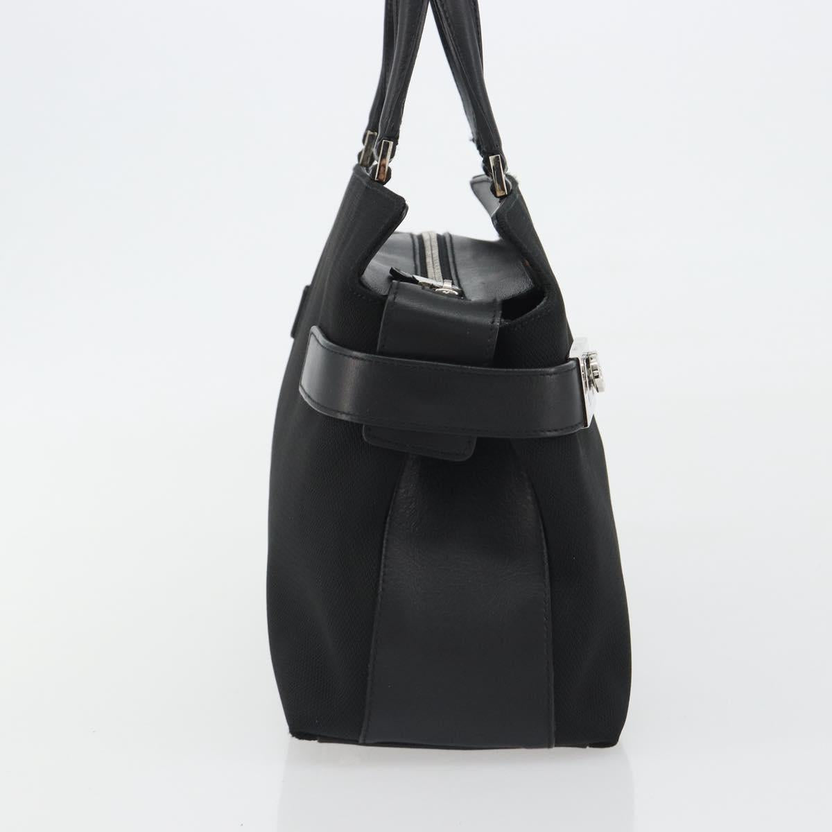 Salvatore Ferragamo Hand Bag Canvas Black Silver Auth gh2223