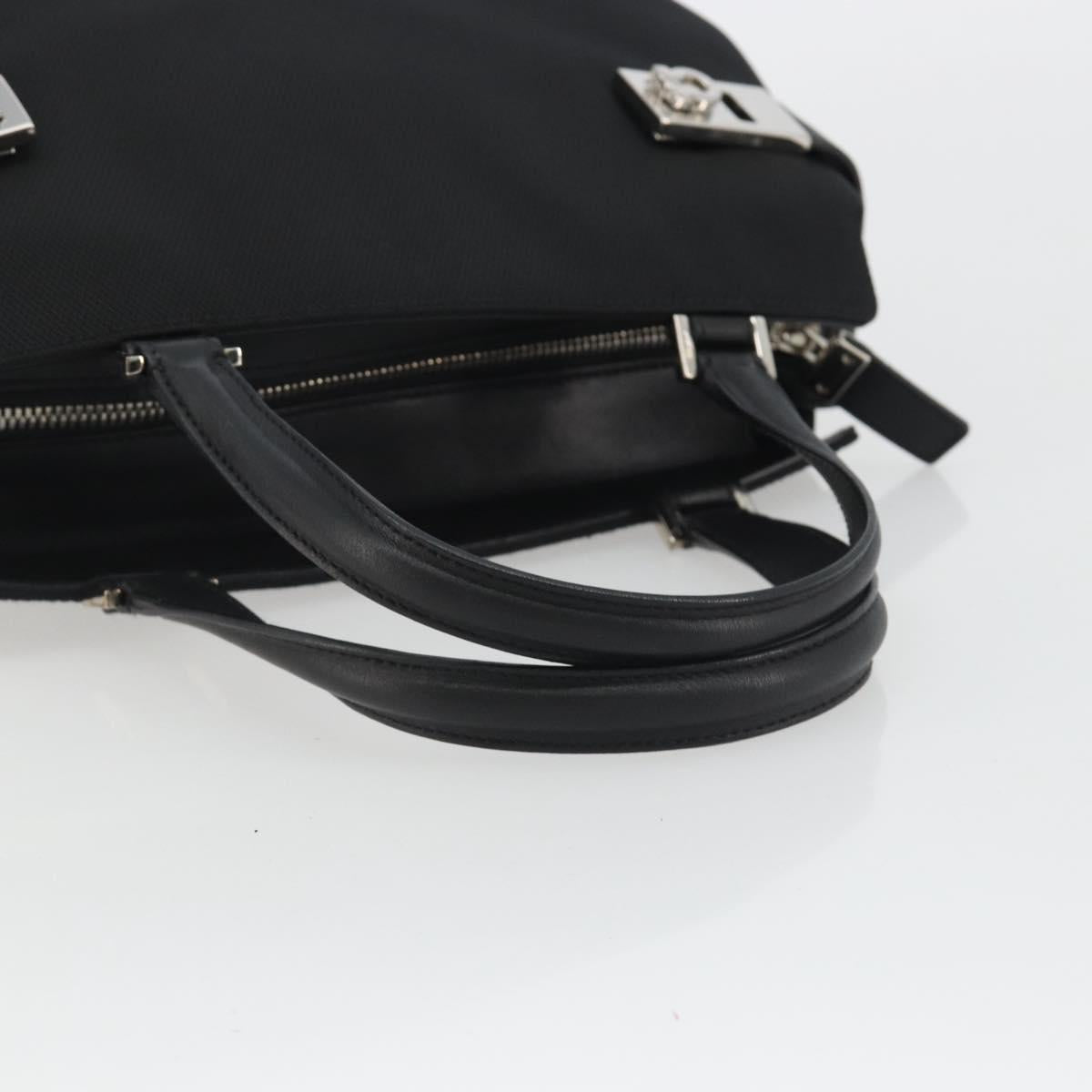 Salvatore Ferragamo Hand Bag Canvas Black Silver Auth gh2223