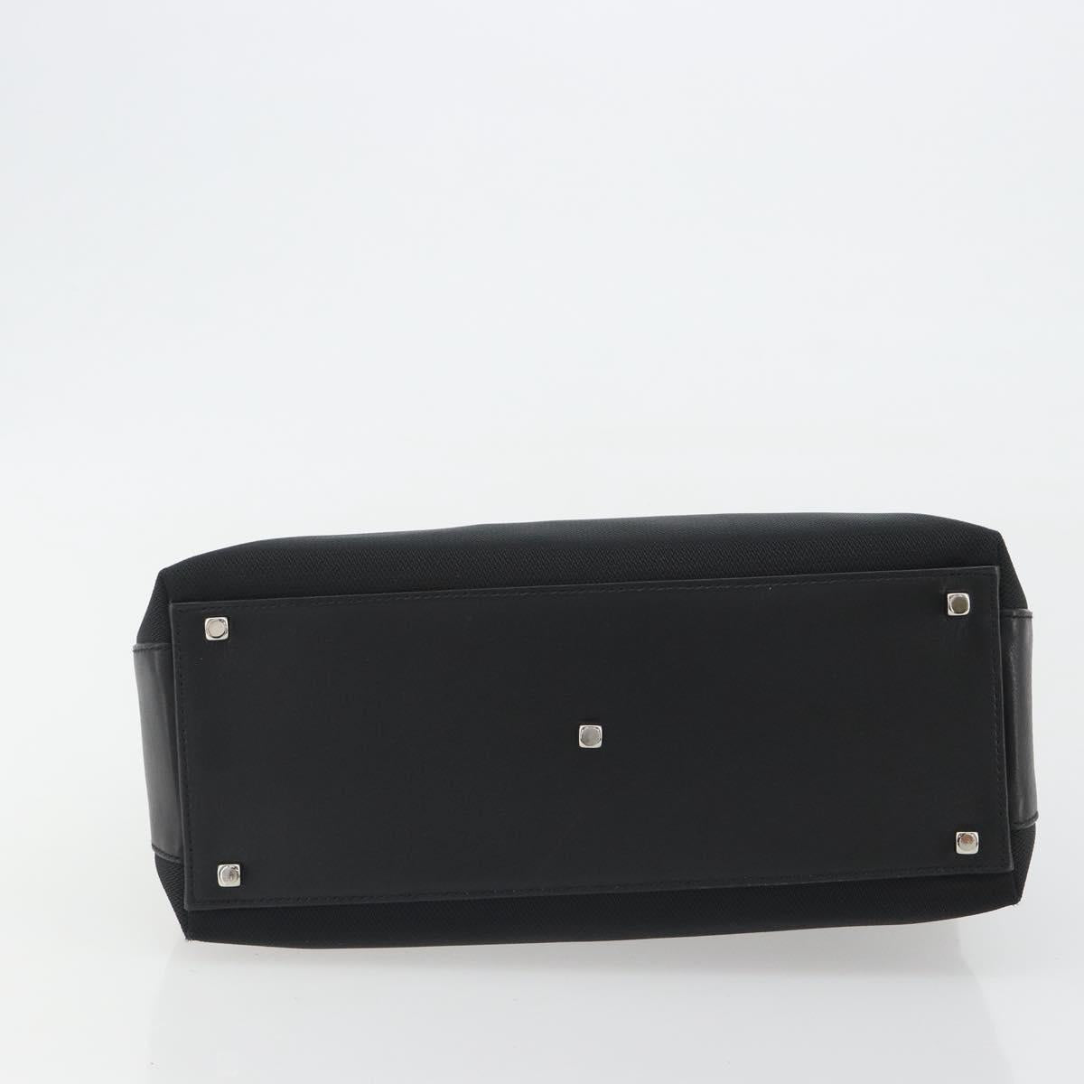 Salvatore Ferragamo Hand Bag Canvas Black Silver Auth gh2223